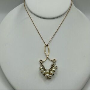 12-15” Gold & Pearl Cluster Pendant Choker Necklace